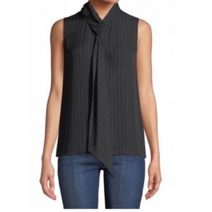 Theory 100% Silk Navy Pin Stripe Tank